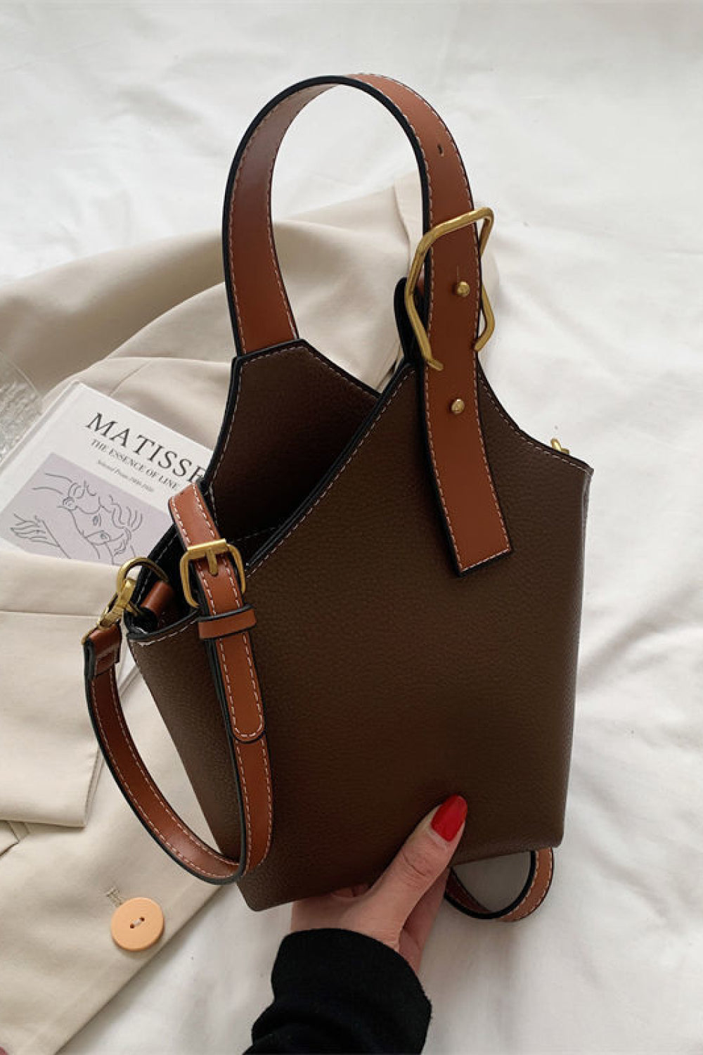 Fashion Vegan Leather Bucket Bag