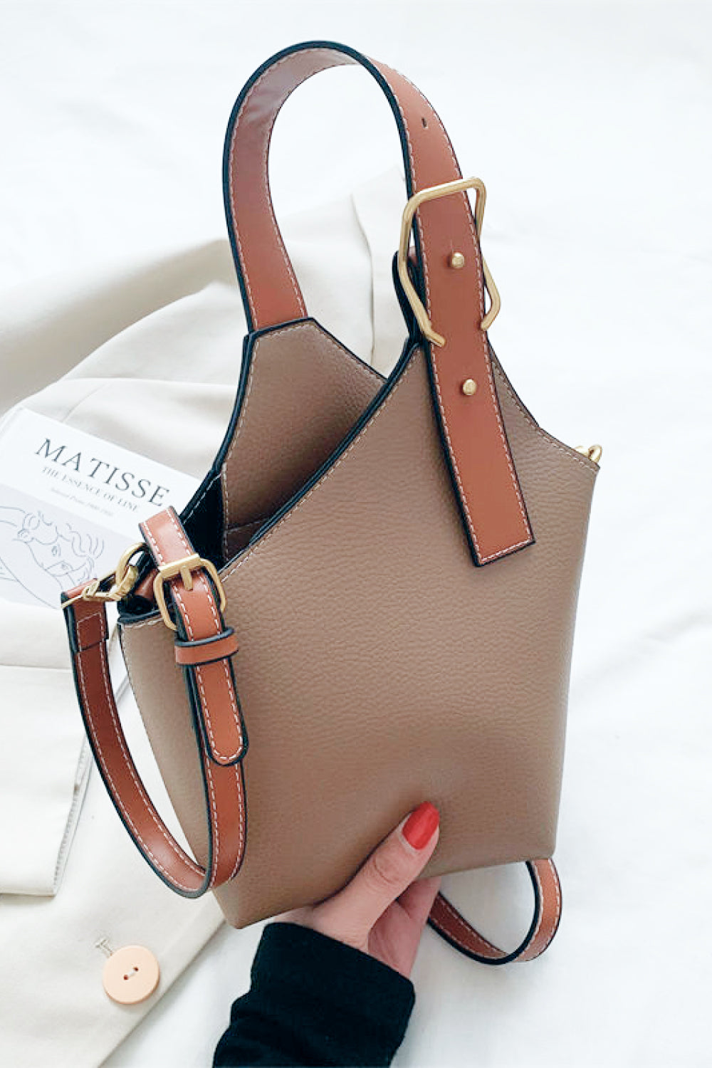 Fashion Vegan Leather Bucket Bag