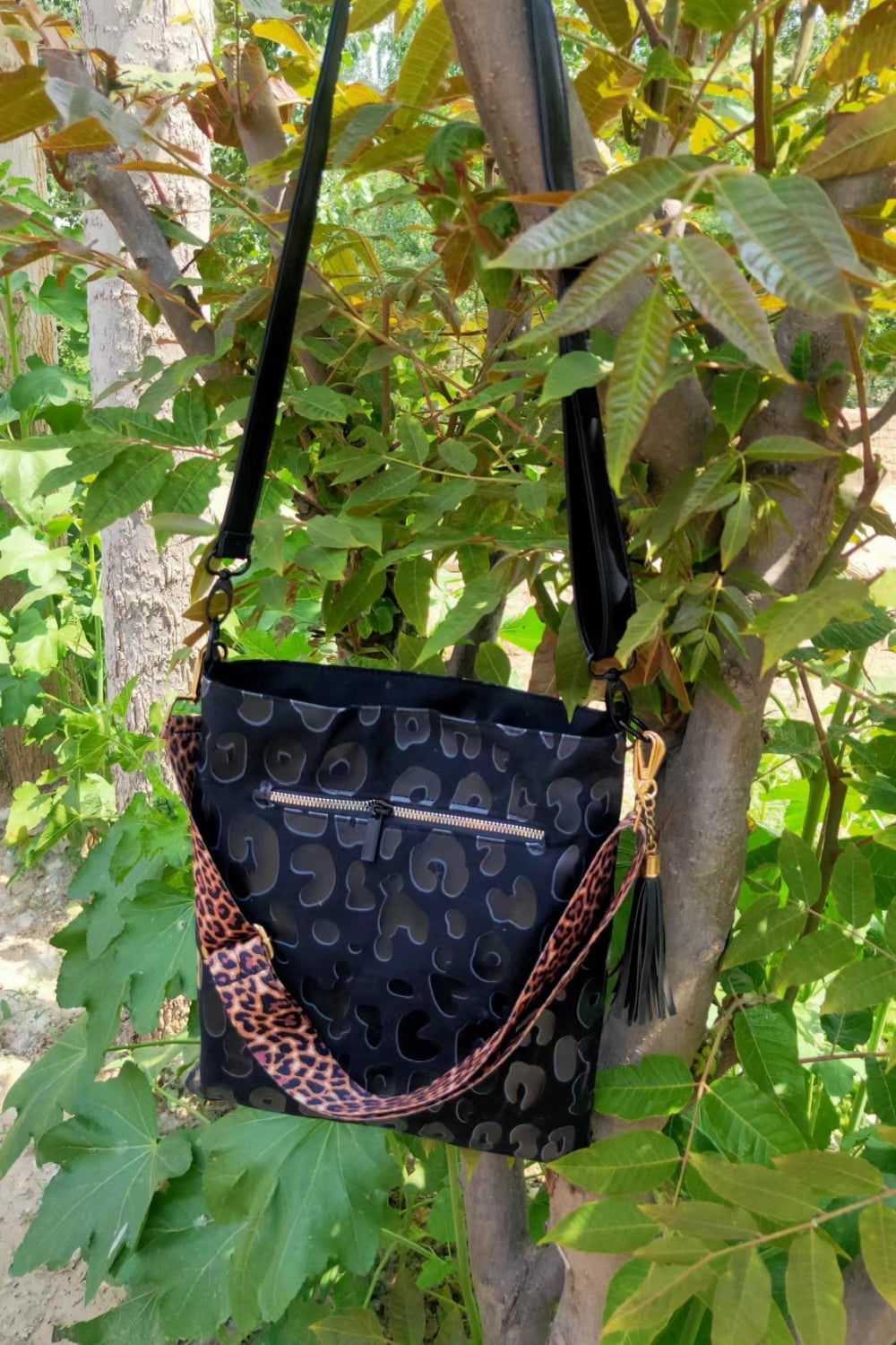 Vegan Leather Shoulder Bag with Tassel