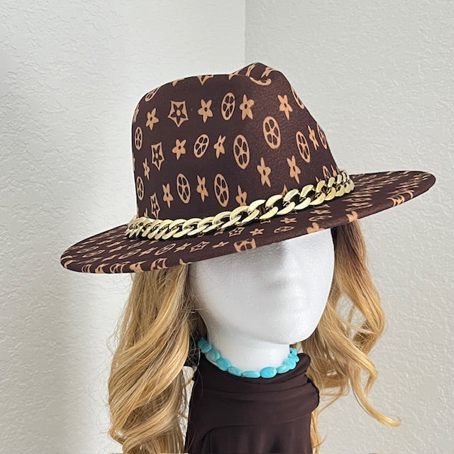 Felt Fedora Brown Hat with Chainlink Band