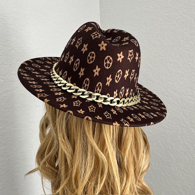 Felt Fedora Brown Hat with Chainlink Band