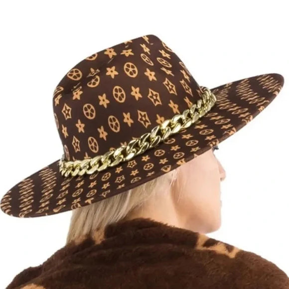 Felt Fedora Brown Hat with Chainlink Band