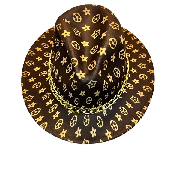 Felt Fedora Brown Hat with Chainlink Band