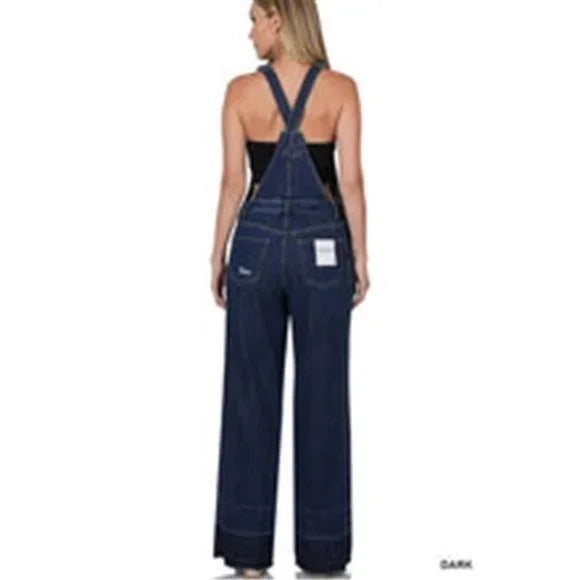 ZENANA Distressed Denim Overalls Dark Blue